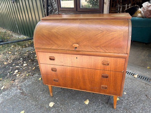 Teak bureau roll top brown - roll,