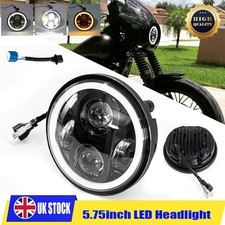 5.75" 5-3/4" Round LED Headlights Hi/Lo Projector Halo Angle Eyes Motorcycle UK