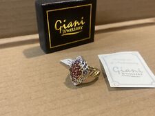 Giani Jewellery Gold Plated Ladies Garnet Stone Cluster Style Ring Size R