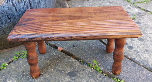 Vintage french wooden stool - vintage,