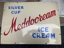 Original Meddocream Ice Cream Enamel Sign 24” X 18”