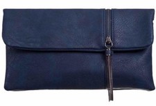 Navy Clutch Bag Dark Blue Faux