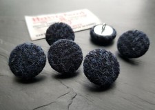 Navy herringbone Harris Tweed Fabric Covered Buttons, various sizes in packs