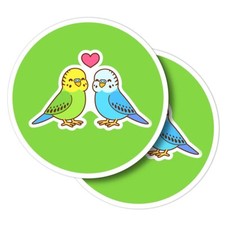 2x Vinyl Stickers Budgie Couple Love Heart #59618