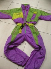 retro vintage SKI SUIT 6 8 80s 90s girls boys kids 13 14 years shiny AMICI green