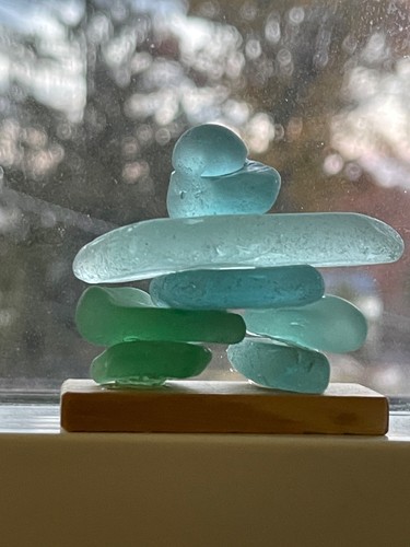 Sea glass inukshuk - glass,