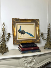 The Gilded Peacock – Vintage Oil Painting in Louis Gold Ornate Gilt Frame