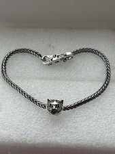 Authentic Sterling silver TROLLBEADS bracelet/lock  & GNOCE scary cat.New 22.5cm