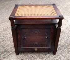Antique Vintage Wooden Coal Scuttle With Seat And No Liner