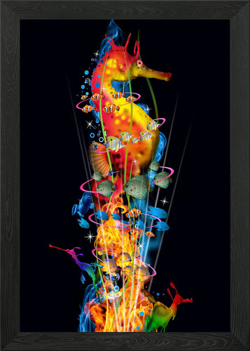 Electric seahorse framed wall - electric,