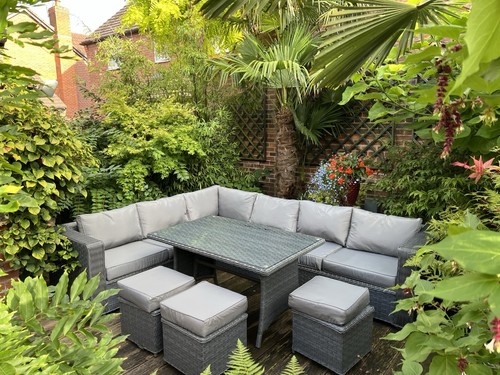 Grey rattan corner garden - grey,