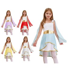 UK Girls Ancient Greek Roman Toga Costumes Athena Princess Cosplay Dress Up