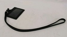 COACH (DESIGNER BAGS) - LEATHER LANYARD ID CARD HOLDER - BLACK