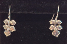 Dower & Hall sterling silver hammered wild rose leaf drop earrings