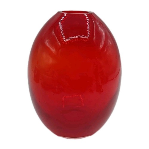Red art glass oval - red, small
