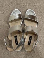 Dune Women's Silver Heeled Sandals. UK Size 6.