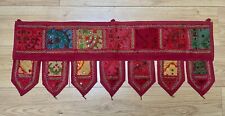 Red Indian Cotton Ethnic Hand Stitched Pelmet Decorative Banner 97cm x 36cm