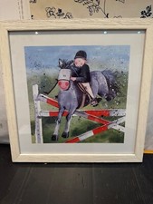 Alex Clark Print - "Neigh" - Horse Jumping picture - 33.3cm square - Framed