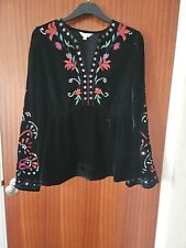 Ladies Monsoon Velour Embroidered Top Size M BNWOT