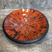 16cm Orange Round Mosaic Handmade Ceramic Glass Tile Bowl  change keys bowl 