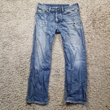 Diesel Jeans Mens Waist 31 Leg 30 Kurren Blue Denim Distressed