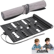 Travel Backgammon Set, Roll-up Backgammon Set, Luxury PU Leather Backgammon Tra