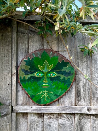 Green man wall plaque - green,