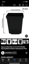 25 Litre Square Plastic Pot Strong Plastic 34cm Length 33cm Wide 