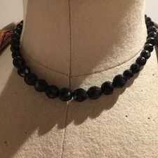 Vintage Necklace Faceted Black