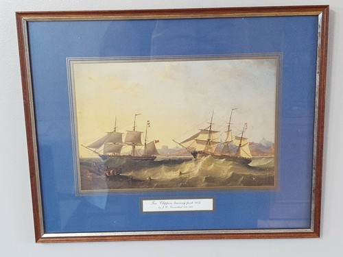 Framed ship print picture - framed, tea