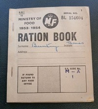 1953/54 Ministry of Food RATION BOOK. Post WW2. 