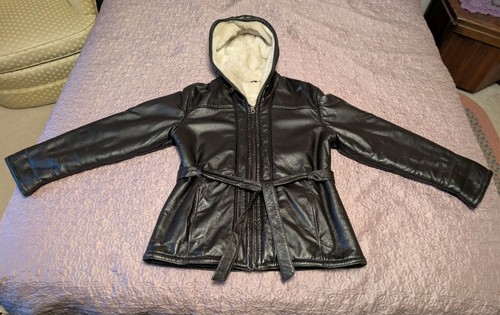 Brown leather bomber - brown,