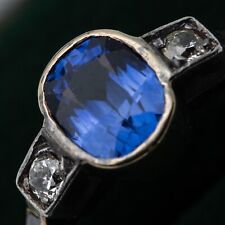 Antique Art Deco 18ct Gold Sapphire Ring – Size M ½
