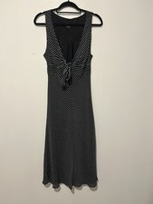 Hyphen Debenhams Black & White Striped Plunge Neck Tie Front Midi Dress Size 10
