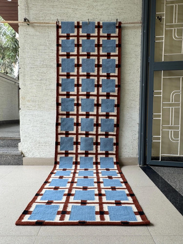Boho wool runner blue - wool, :