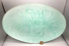 Rene Lalique for Coty Perfumes - Art Deco Green Glass Tray with Dancing Ladies