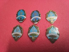 BOWLING BADGES 6 SCOTTISH INTERNATIONAL ASSOCIATION 1968,77,93,95,95,2005, BADGE