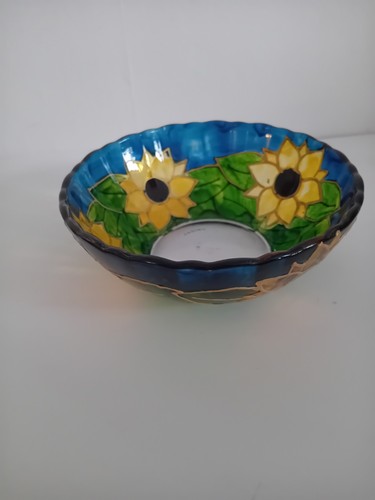 Coloured glass trinket bowl - trinket,