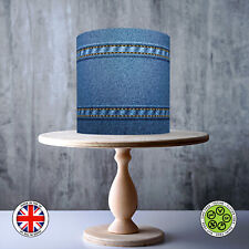 Denim seamless pattern with stitching wrap around edible cake topper ICING/WAFER