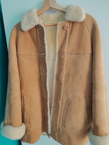 Camel tan shearling coat real - coat,