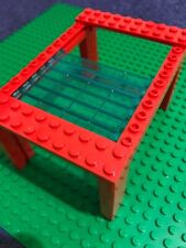 LEGO RED Garage COMPLETE with Clear Roller Doors Handle Grooved Bricks 16 ITEMS