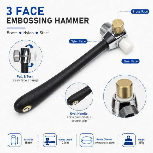 Face embossing hammer - embossing, brass