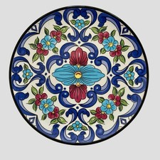 Vintage Ceraplat Ceramic Hand Painted Wall Hanging Plate Spanish Floral 18.5 cm