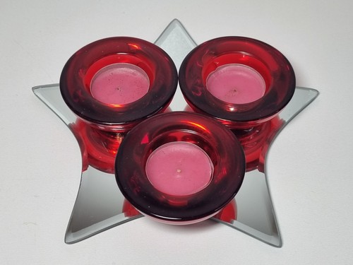 Mirror star candle plate - mirror, 8"