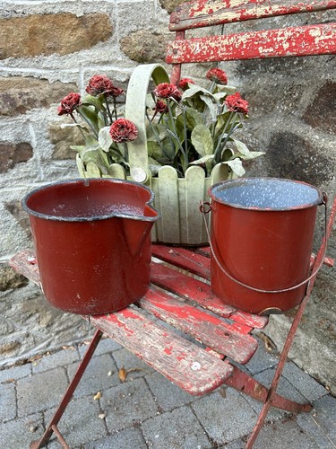 Vintage red enamel - red, pitcher