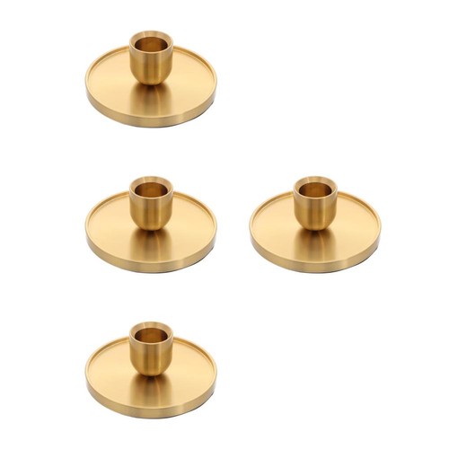 Golden metal candle pillar - golden,