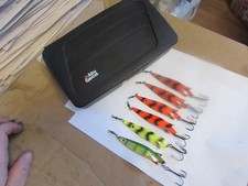 6 unused abu garcia fluo orange yellow zebra 18g toby fishing spinning lure  box