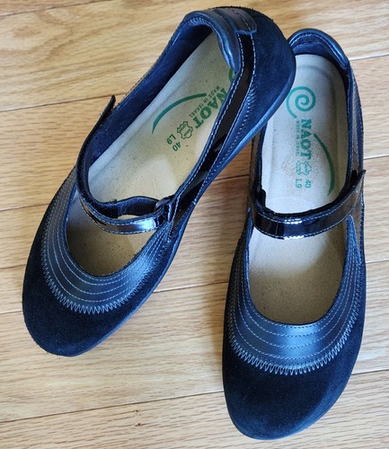 Naot black leather suede - black,