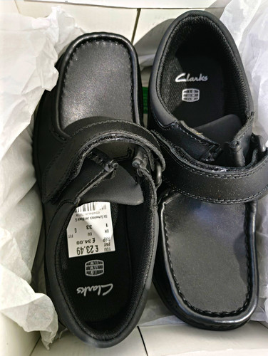 Clarks black leather boys - black,