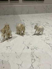 Vintage Hand Carved Bone Animals Camels x 3